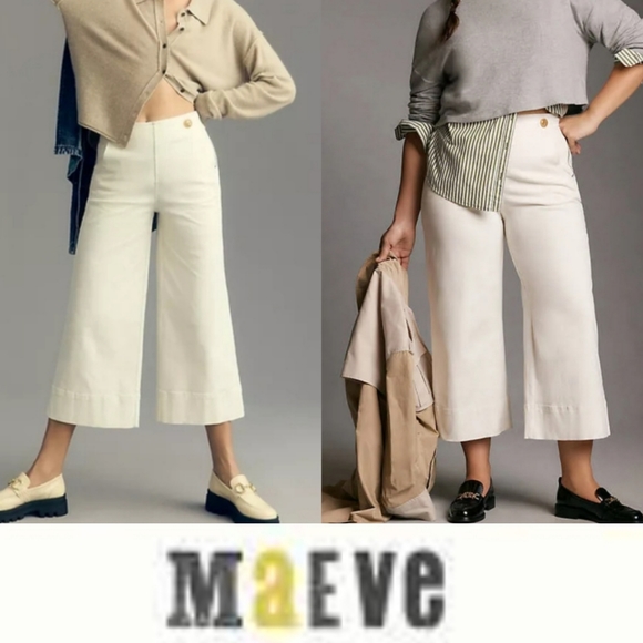 Anthropologie Maeve Buttoned Crop Wide Leg Flare Cropped...